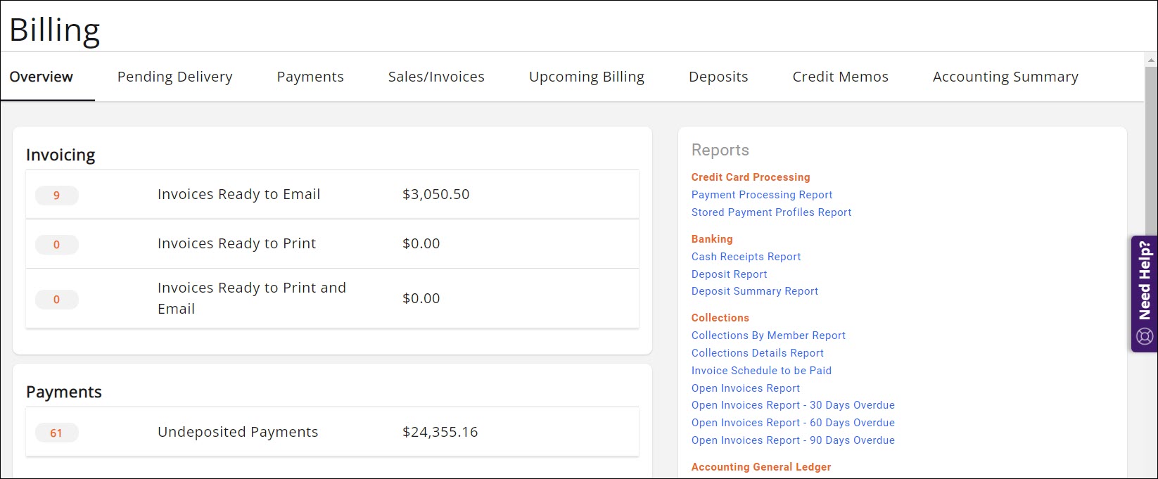 Billing Overview tab screenshot