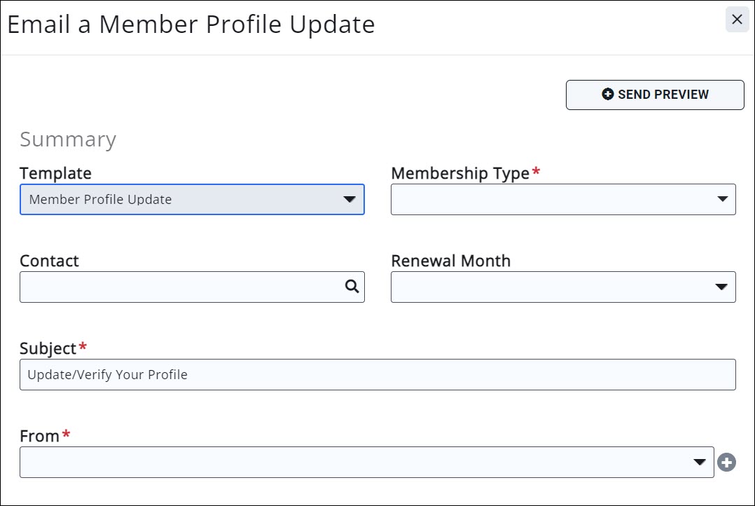 Email for profile update screenshot