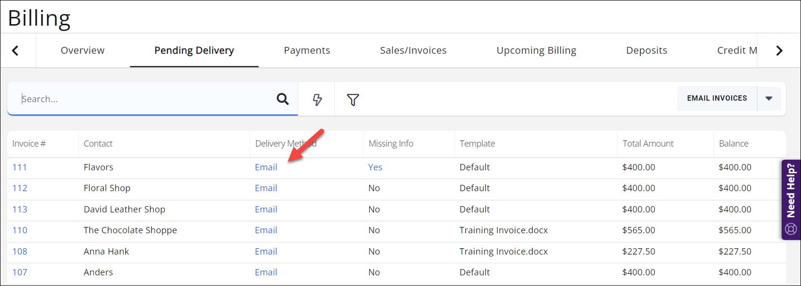 Pending Delivery Tab