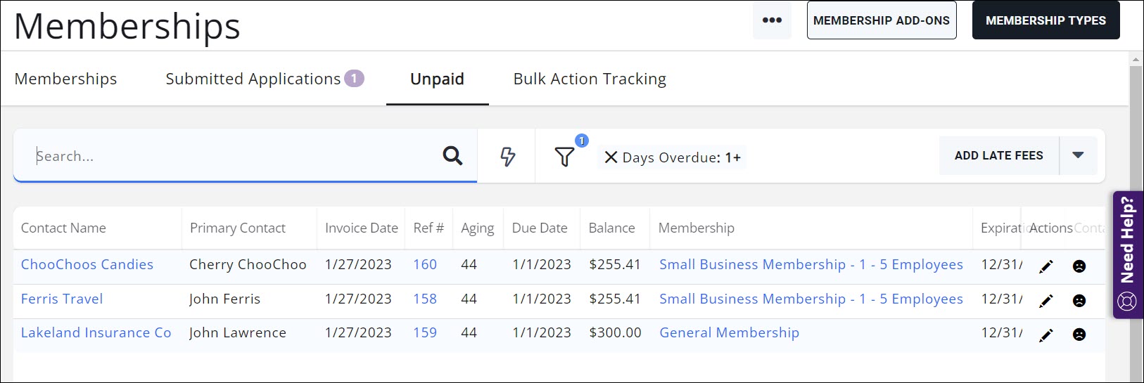 Unpaid Dues screenshot