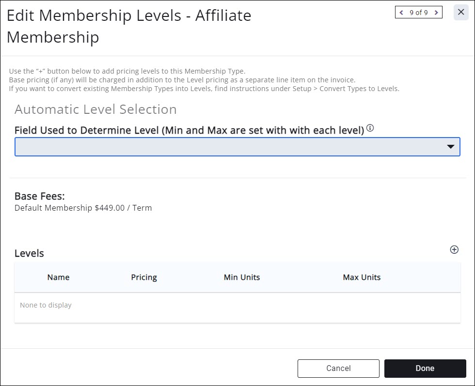 Automatic Level Selection screen