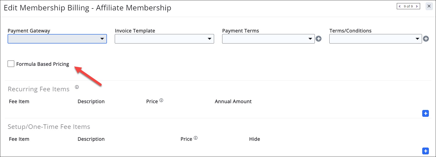 Edit Membership Type Billing