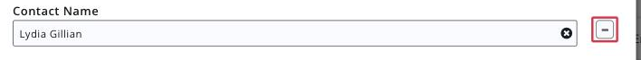 Close crop of a Related Contacts row with the remove icon boxed