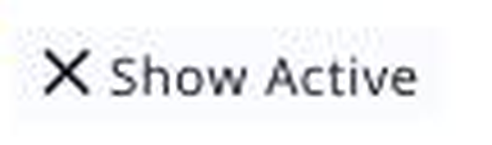 Close crop of the Show Active filter and its X above the fee item list